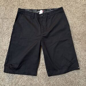 Mens Quiksilver Y2K Baggy shorts size 34‎ Black Denim Cotton Skater Surfer Wide